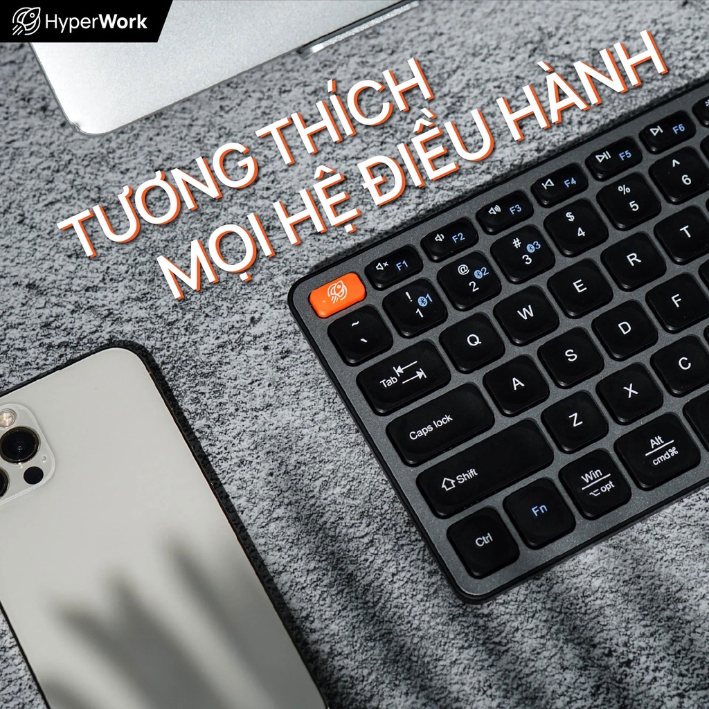Bàn phím Bluetooth HyperWork KB1 Plus / KB2 ( Hàng chính hãng) - Bảo hành 12 tháng