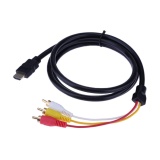 【Crystalawaking】1.5M HD HDMI To 3RCA AV Cable Gold-Plated Audio Cable for TV Set-Box (Black) - intl