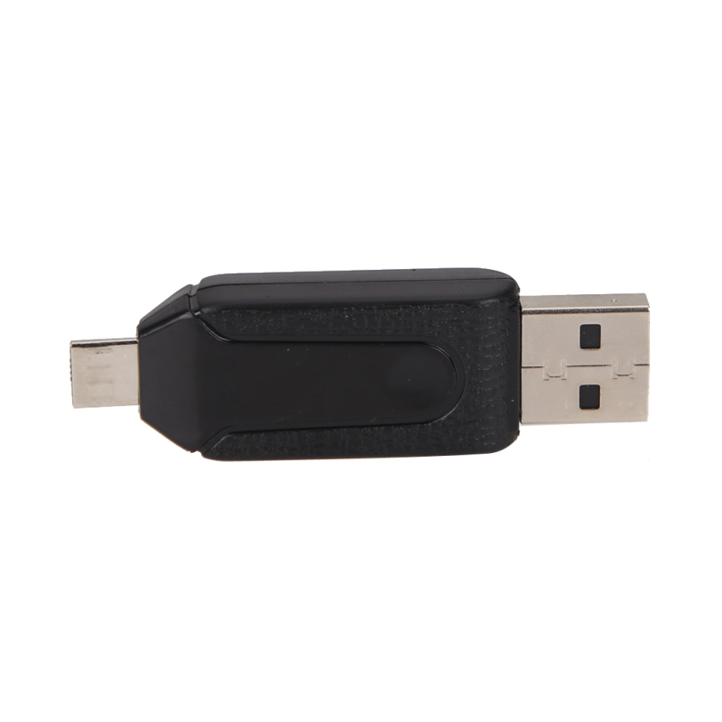 Đầu Đọc Thẻ Điện Thoại Micro TF/SD OTG 2 Trọng 1 USB Phổ Biến (Đen) -Quốc tế