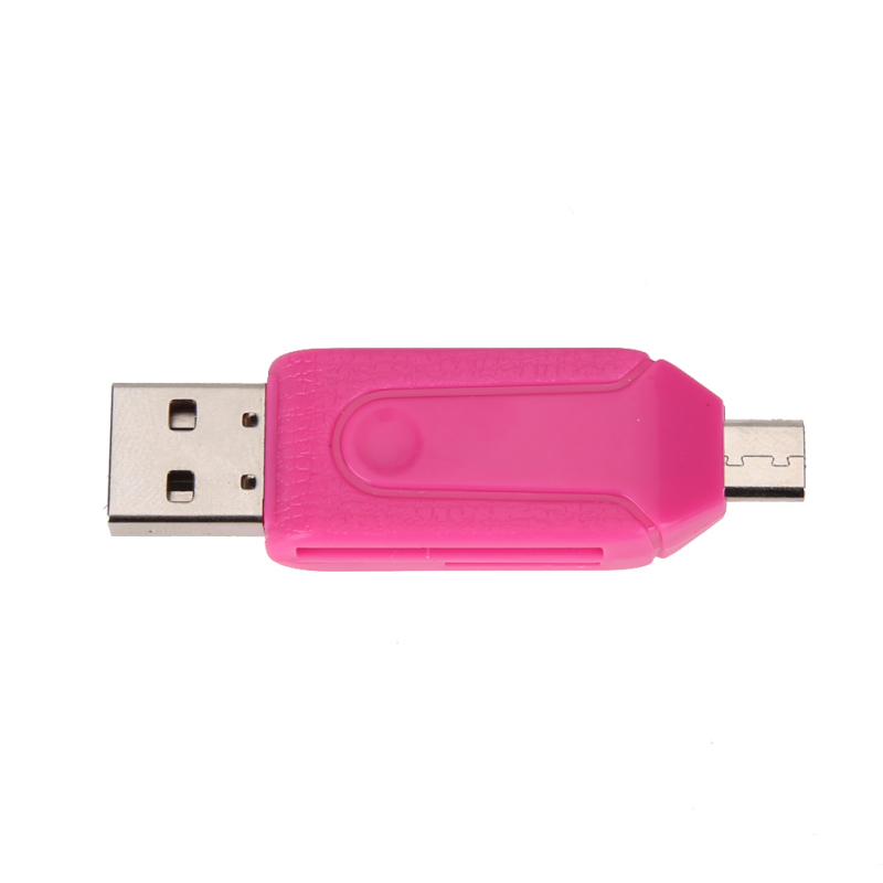 Đầu Đọc Thẻ Điện Thoại Micro TF/SD OTG 2 Trong 1 USB Phổ Biến (Hồng Đỏ) - Quốc tế