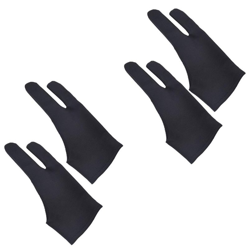 Bảng giá 2Pcs Professional 2-fingers Tablet Drawing Gloves Anti-fouling Soft Breathable Double-side Use Artist Mittens for Graphic Tablet Art Creation Pen Display iPad Pro Pencil Black - intl Phong Vũ
