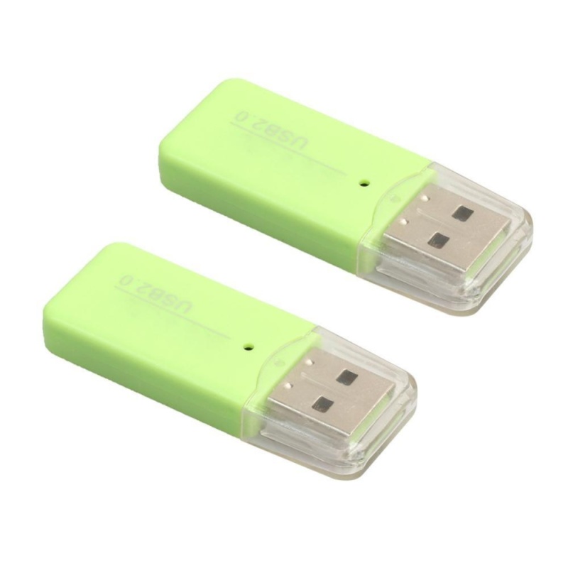 2pcs USB 2.0 Drive High Speed Memory Card Reader Adapter TF Card Reader - intl(Xanh lá cây)