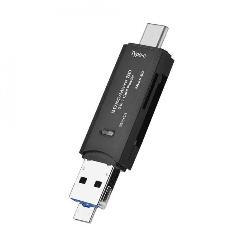 Bảng giá 3 trong 1 USB 3.1 Loại C + USB + Cổng Micro USB OTG/TF/Micro SD/SD đầu Đọc Thẻ nhớ (Đen) -quốc tế Phong Vũ
