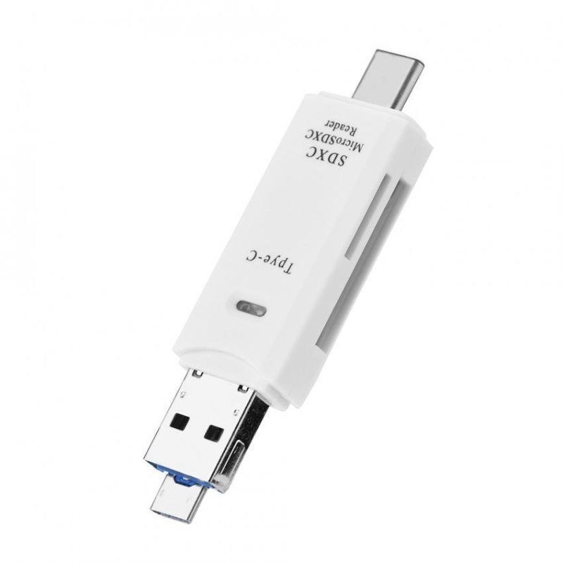 Bảng giá 3 trong 1 USB 3.1 Loại C + USB + Cổng Micro USB OTG/TF/Micro SD/SD đầu Đọc Thẻ nhớ (Trắng) -quốc tế Phong Vũ