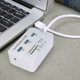 3 Port Aluminum USB 3.0 Hub With MS SD M2 Multi-In-1 Card Reader - intl