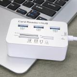 3 Port Aluminum USB 3.0 Hub With MS SD M2 Multi-In-1 Card Reader - intl