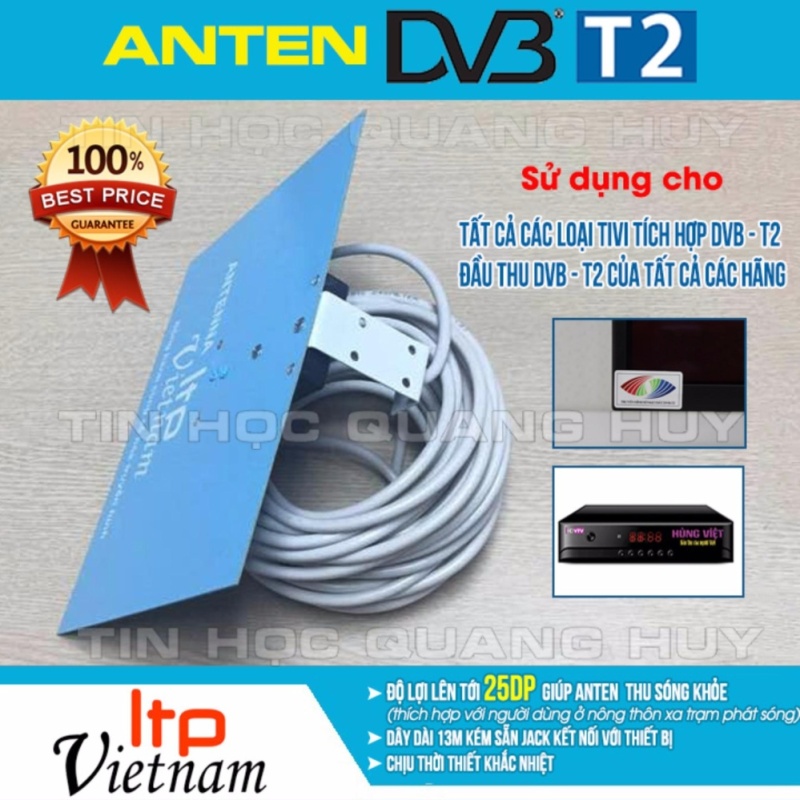 Anten bảng LTP Việt Nam dùng cho tivi tích hợp, đầu thu DVB T2 có cáp dài 13m