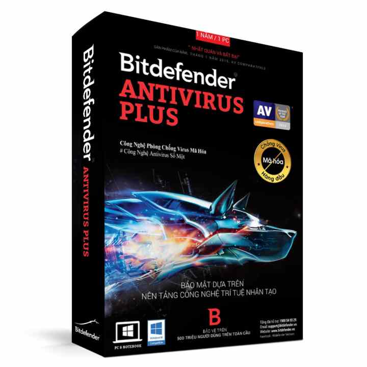 Phần mềm diệt virus Bitdefender Antivirus Plus (1PC/1 năm)