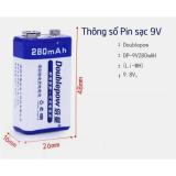 Bộ 2 Pin Sạc 9V Doublepow 280mAh