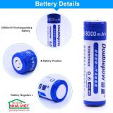 BỘ 2 PIN SẠC DOUBLEPOW 18650 3.7V 3000MAH