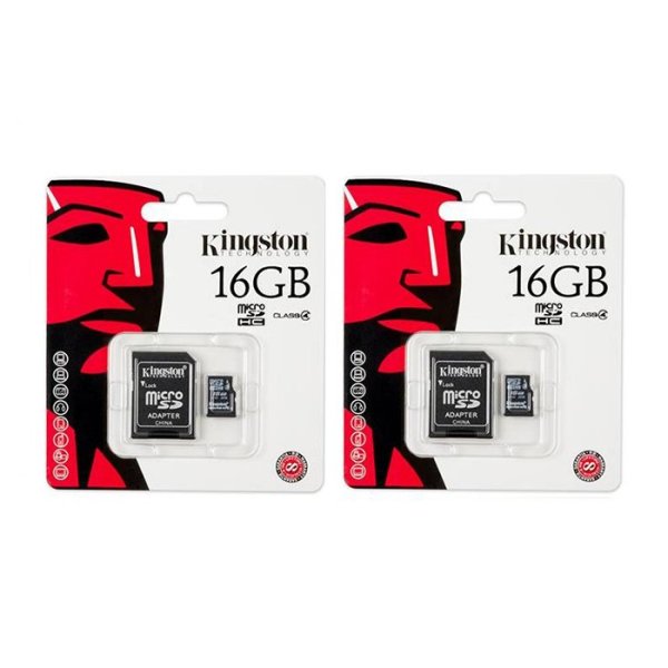 Bộ 2 thẻ nhớ Kingston Micro SDHC Class10 16GB (Đen)
