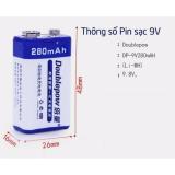 Pin vuông sạc lại 6F22 - 9V 280mAh Doublepow