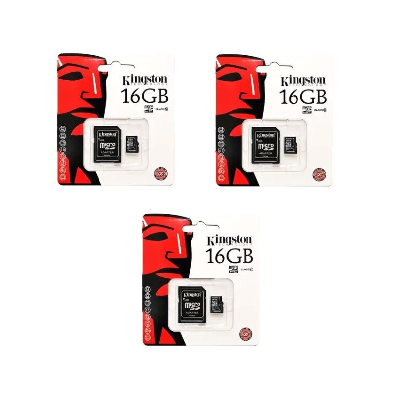 Bộ 3 Thẻ nhớ Kingston Micro Class 10 16GB kèm Adaptor (Đen)