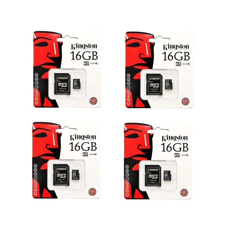 Bộ 4 Thẻ nhớ Kingston Micro Class 10 16GB kèm Adaptor (Đen)