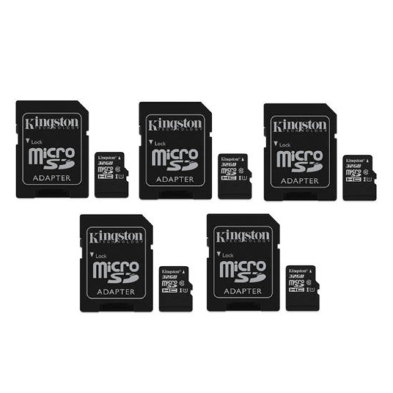 Bộ 5 Thẻ nhớ Kingston Micro SDHC Class10 32GB và Adapter (Đen)