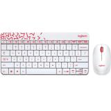 Bộ bàn phím + chuột logitech wireless mk240 màu trắng viền đỏ