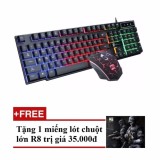 Bộ bàn phím giả cơ và chuột chuyên game R8 1910 Led 7 màu (Đen) + Tặng 1 miếng lót chuột - Hãng phân phối chính thức