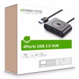 Bộ chia 4 cổng USB 3.0 dài 80cm UGREEN CR113 20291 (Đen)