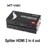 Bộ chia hdmi 2 vào 4 ra có điều khiển mt-viki hd2-4