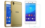 Bộ  dán kính cường lực và ốp lưng Sony Xperia M5 gương (Vàng)