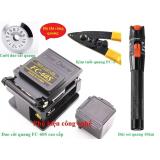Bộ dụng cụ thi công cáp quang cao cấp gồm 4 sản phẩm: Dao cắt sợi quang FC-60S+Bút soi lỗi sợi quang 10km+Kìm tuốt sợi quang FC-3+Lưỡi dao cắt quang