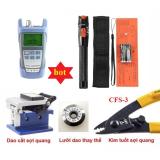 Bộ dụng cụ thi công cáp quang chất lượng cao 5 sản phẩm: Máy đo công suất quang HX + Bút dò lỗi sợi quang 10km + Dao cắt quang FC-6S + Lưỡi dao thay thế + Kìm tuốt sợi quang