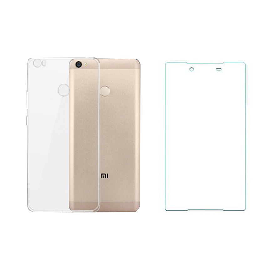 Bộ ốp lưng Silicon Xiaomi Mi Max (Trắng) + Kính cường lực 2.5D