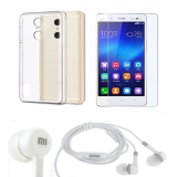 Bộ ốp lưng silicon Xiaomi Redmi Note 4 + Kính cường lực 2.5D + Tai nghe