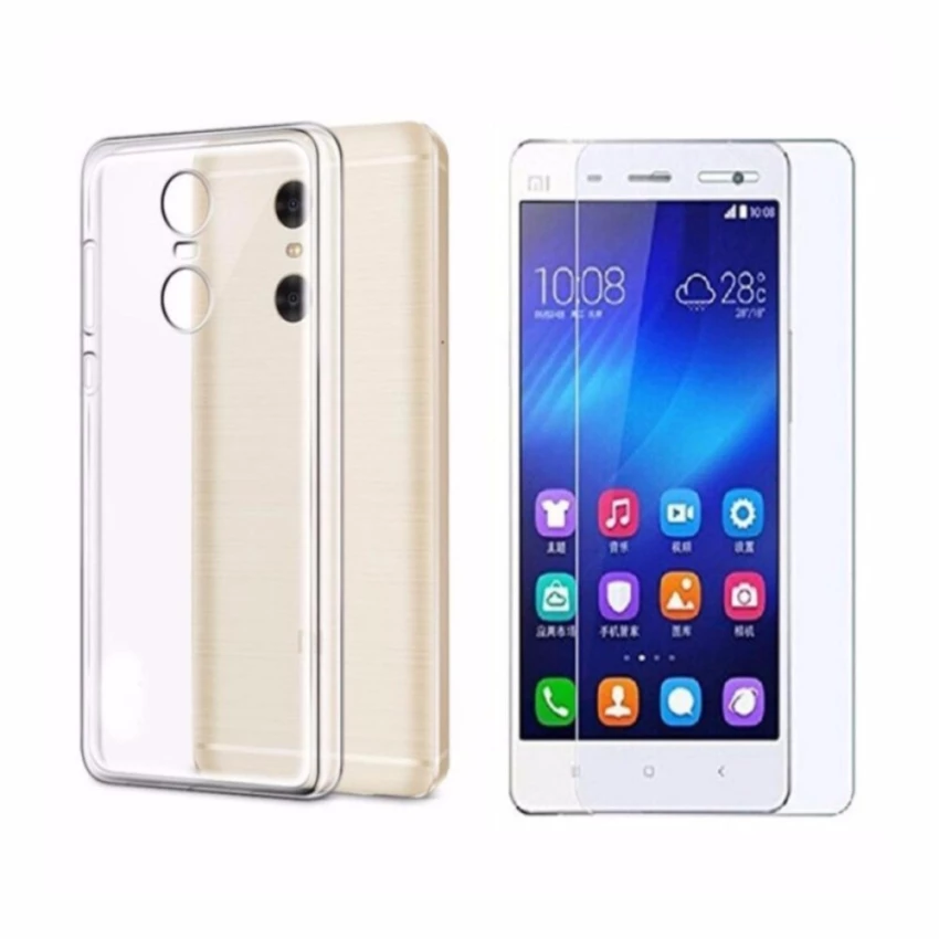 Bộ ốp lưng Silicon Xiaomi Redmi Note 4X (Trắng) + Kính cường lực 2.5D