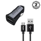 Bộ Sạc Ô Tô Energizer 3.4A 2 Cổng USB - Kèm 1 Cáp Micro USB (Black)