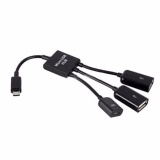 BolehDeals 3in1 Micro USB OTG Hub Host Extension Adapter Cable For Android Phone Tablet - intl