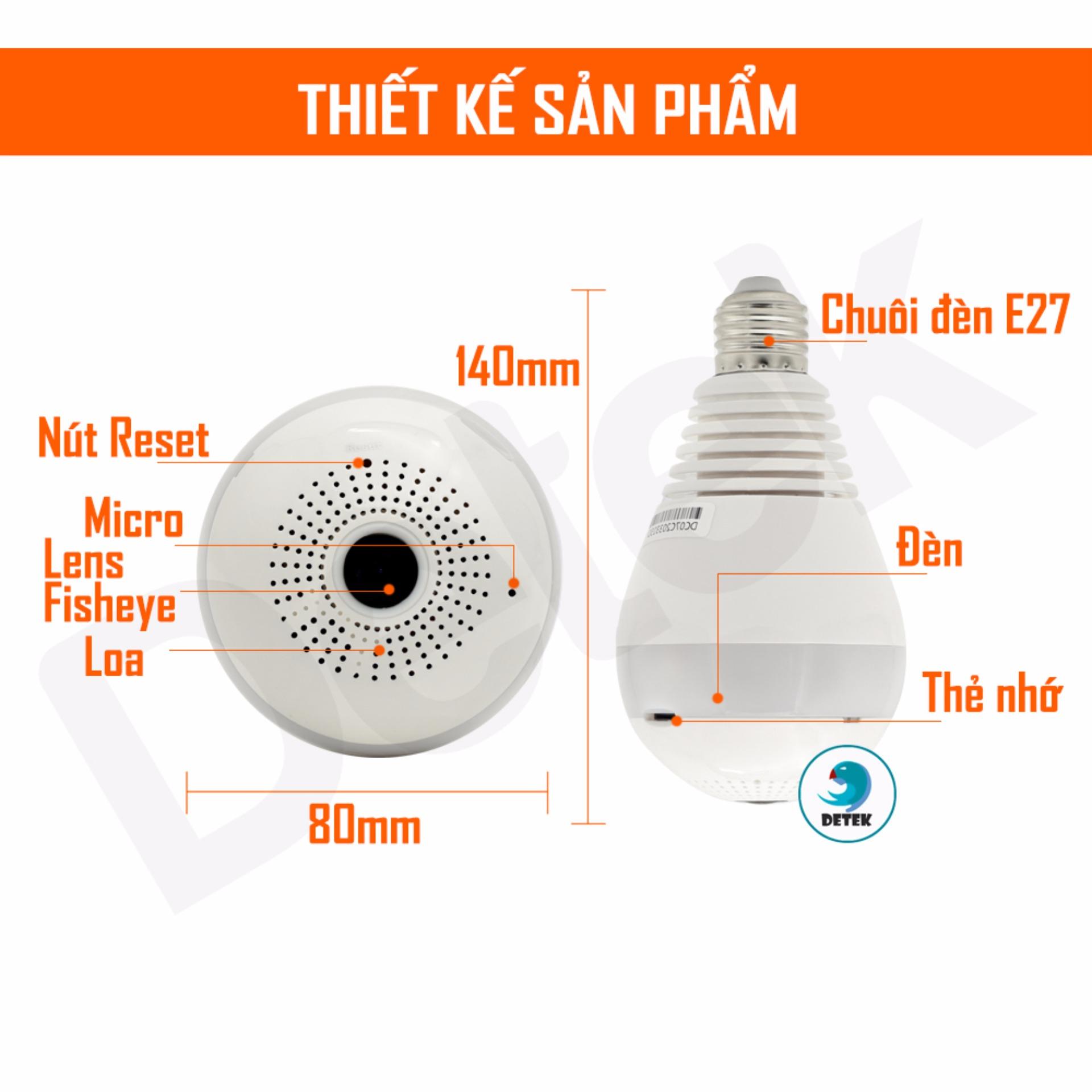 Camera IP VR 360 độ hình bóng đèn DeTeK (App Yoosee)- TOP SELL