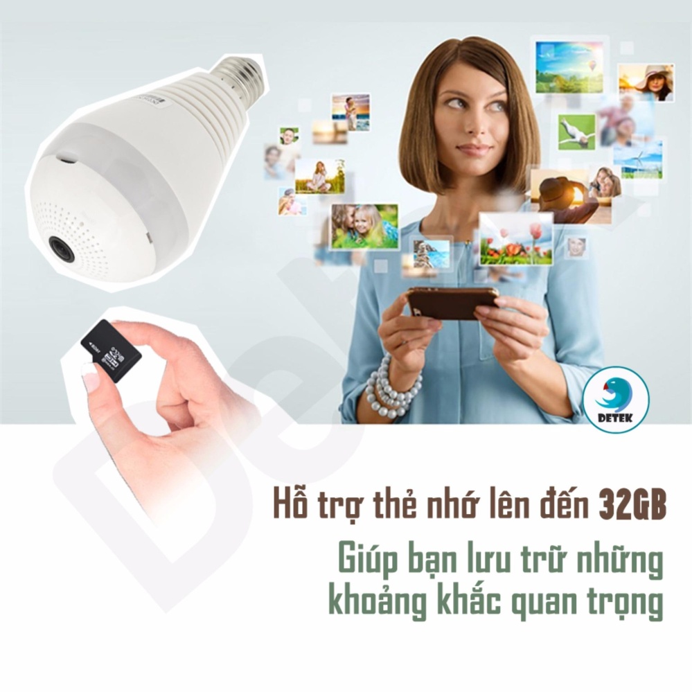 Camera IP VR 360 độ hình bóng đèn DeTeK (App Yoosee)- TOP SELL