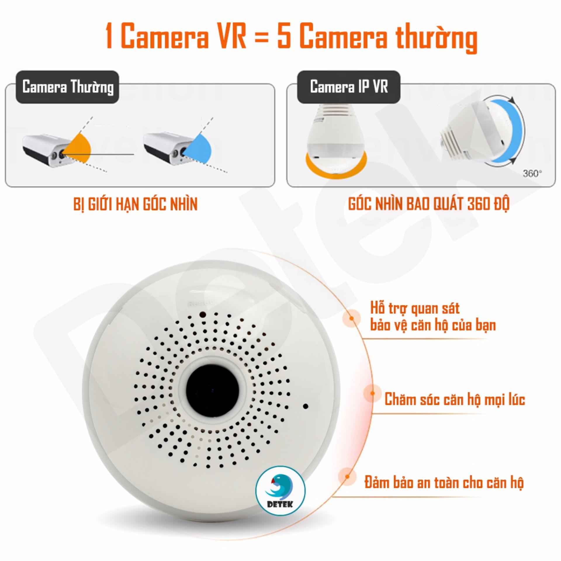 Camera IP VR 360 độ hình bóng đèn DeTeK (App Yoosee)- TOP SELL