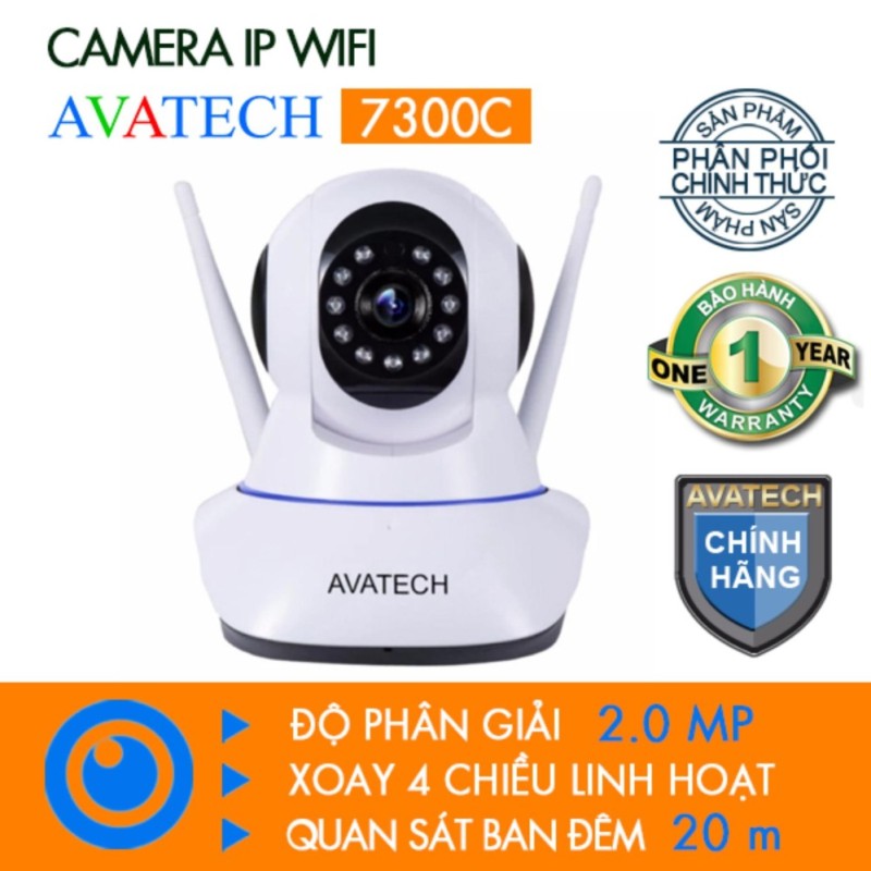 Camera IP Wi-Fi AVATECH 7300C FullHD 1080P Trắng