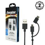 Cáp 2 trong 1 Type-C và Micro-USB Energizer Hightech 1.2m (Black)