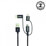 Cáp 3 trong 1 Lightning - MicroUSB - USB C Energizer Metallic 1m - C13UBX3CFBK4 (Đen)