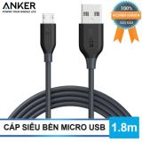 Cáp Anker Powerline Micro USB 6ft/1.8m (Xám) - Hãng phân phối chính thức