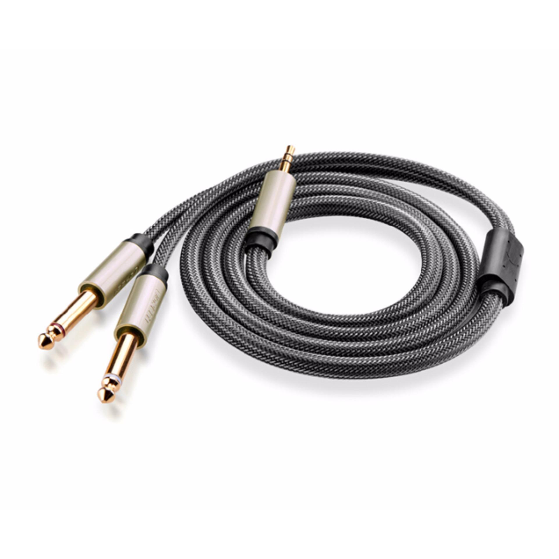 Cáp Audio 3.5mm ra 2 đầu 6.5mm 1.5M Ugreen 10614 (Đen)