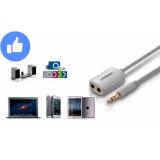 Cáp chia 2 đầu 3.5mm (1 đầu 3.5mm dương ra 2 đầu 3.5mm âm) 25Cm UGREEN 10738 (trắng)