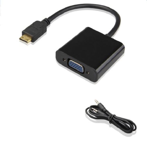 Cáp chuyển đổi Mini HDMI sang VGA có âm thanh HDMI To VGA Adapter (Đen) -  Phụ Kiện Máy Chiếu [Hà Nội] 