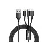 [ SIÊU RẺ ] CÁP DÙ SẠC NHANH 3 ĐẦU MICRO, LIGHTNING, TYPE C BAGI CB-AS12