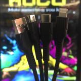 Cáp Hoco U31 (3 Đầu Lightning/Micro/Type-C) Bọc dù chống đứt sạc nhanh.