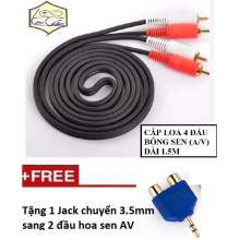 Dây cáp loa 4 đầu hoa sen AV chống nhiễu Tặng 1 Jack chuyển 3.5 ra 2 đầu hoa sen