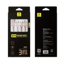 Cáp sạc Baseus lightning và Micro USB dây dù 3 in 1 (Vàng)