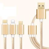 Cáp sạc đa năng 3in1 dây dù cho Lighting - MicroUSB - Type C FAST CHARGER CABLE
