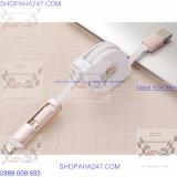 Cáp Sạc Đa Năng Dây Rút 2 in 1 (Màu trắng)