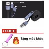 Cáp sạc Điện Thoại 2 in 1 cho iPhone567 & android Hanama(tặng móc khóa hanama)
