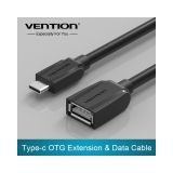 Cáp USB 2.0 Type C OTG cao cấp lõi thuần đồng Vention VAS-A41-B010 0.1m (Đen)