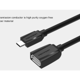 Cáp USB 2.0 Type C OTG cao cấp lõi thuần đồng Vention VAS-A41-B010 0.1m (Đen)